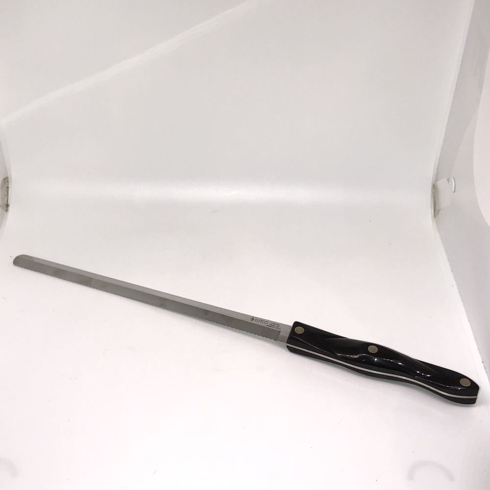 CUTCO 1724 KR SERRATED BREAD KNIFE Black Handle Made in USA 15.5 Inch Vintage